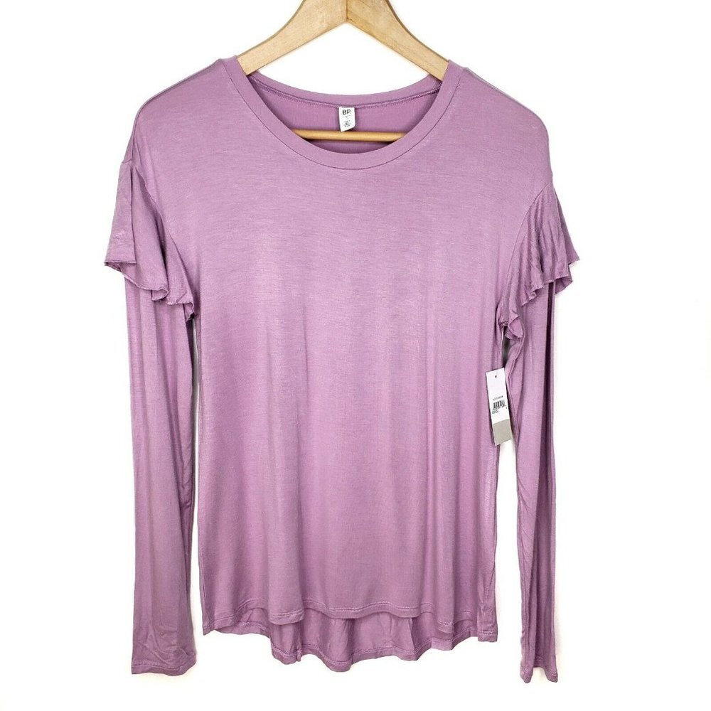 B.P. Purple Mist Long Sleeve Ruffled Top